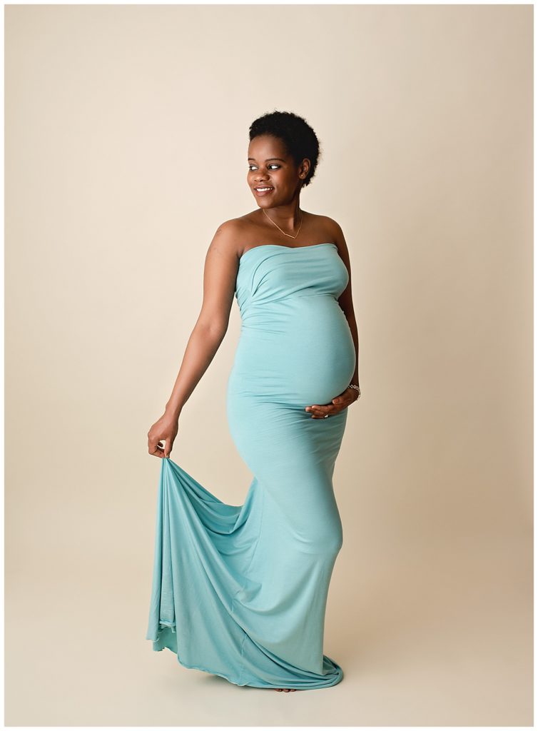 Beverlyne maternity session, robin's egg blue maternity gown